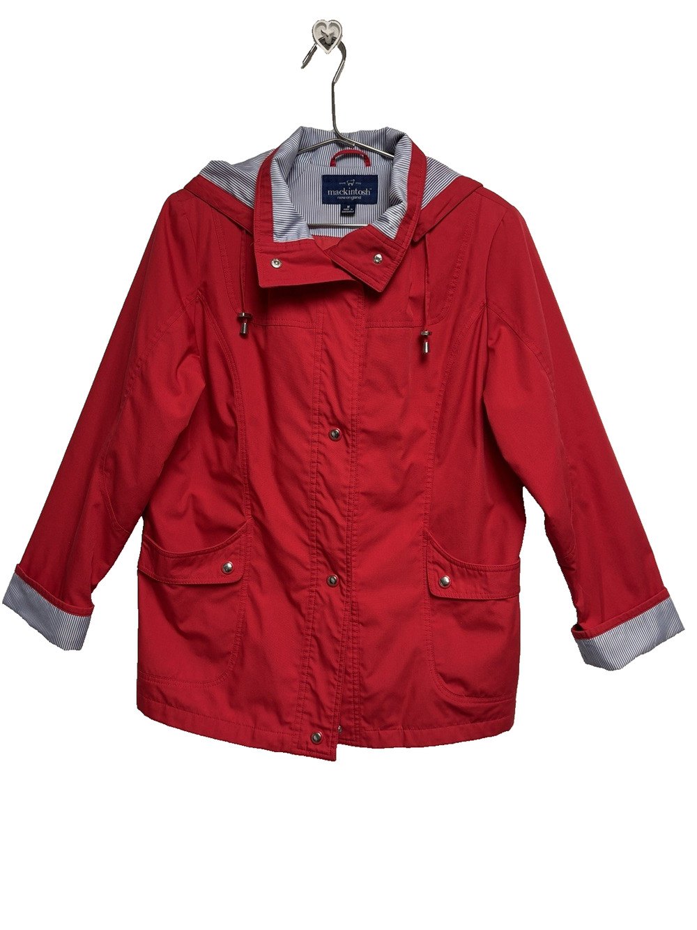 Macintosh Women's Red Nautical Preppy Jacket With Removeable Hood - Size M
